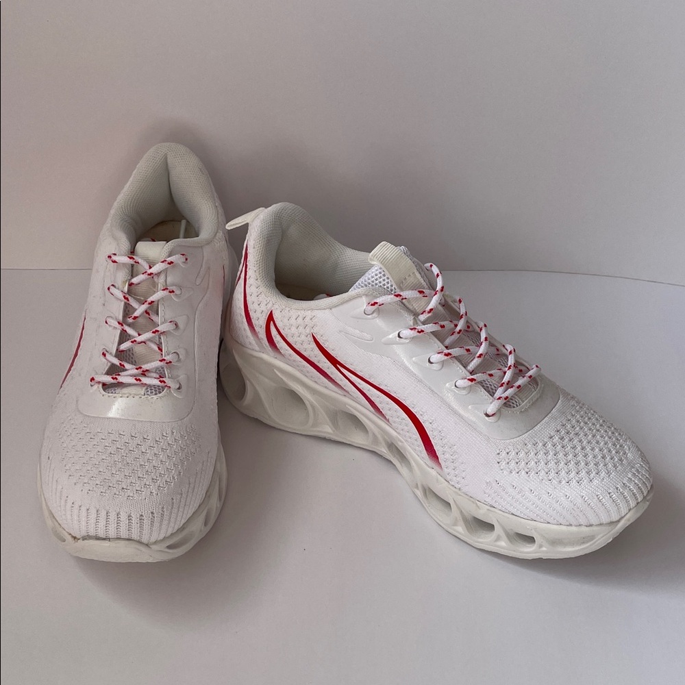 NWOT White & Red Athletic Sneakers.  Size 8.